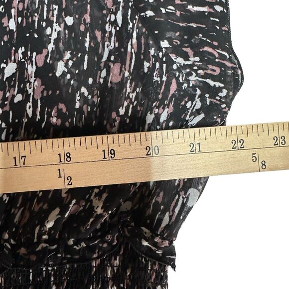 Simply Vera XXL Midi Dress Black Chiffon w/ Slip Black Pink Smocked Hi-Lo Party - Picture 9 of 10